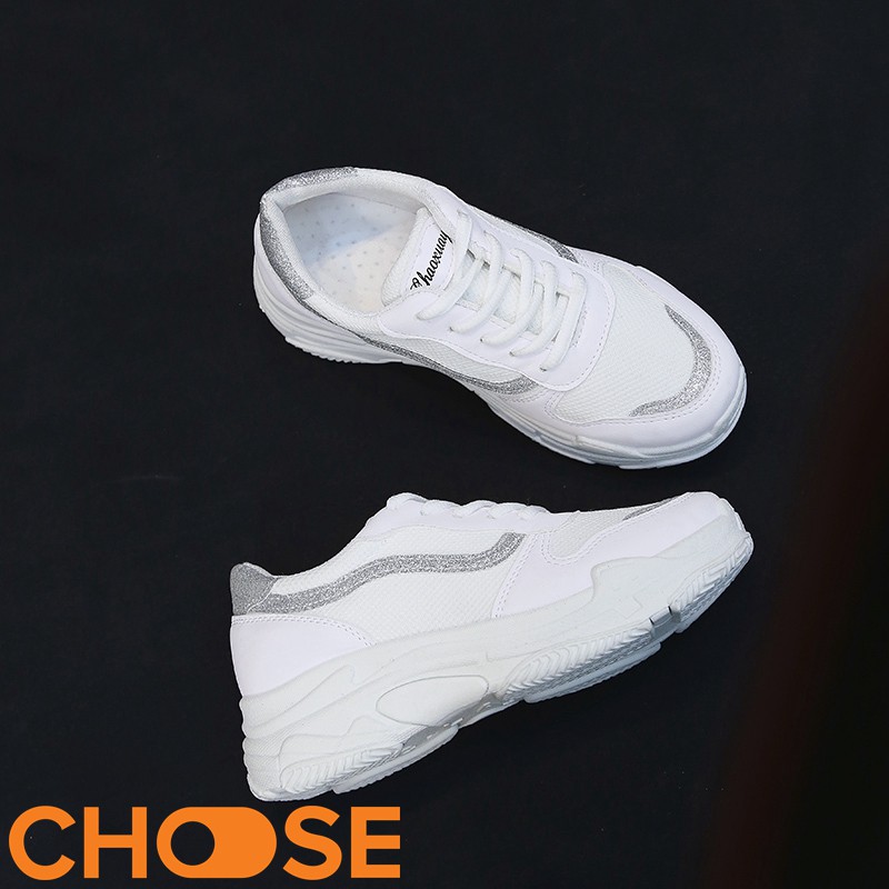 Giày Nữ Sneaker Choose Độn Đế Màu Trắng Mẫu Mới Mùa Hè Phối Viền Phong Cách Mới G29K7 | BigBuy360 - bigbuy360.vn