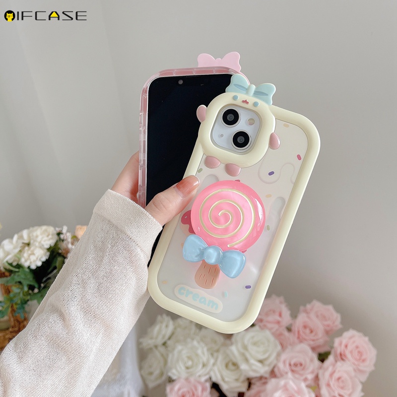Ốp Điện Thoại Mềm Trong Suốt Chống Sốc In Hình Kẹo Lollipop Kèm Giá Đỡ Cho iPhone 13 12 11 Pro Max