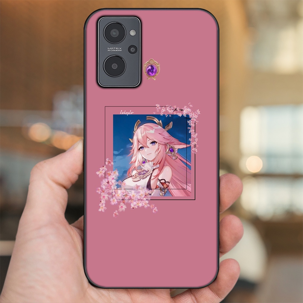 Ốp lưng Realme 9i viền đen in hình Yae Miko Genshin Impact