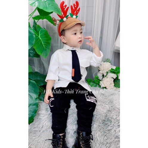 [ẢNH THẬT] ÁO SƠ MI TRẮNG KÈM CAVAT BÉ TRAI