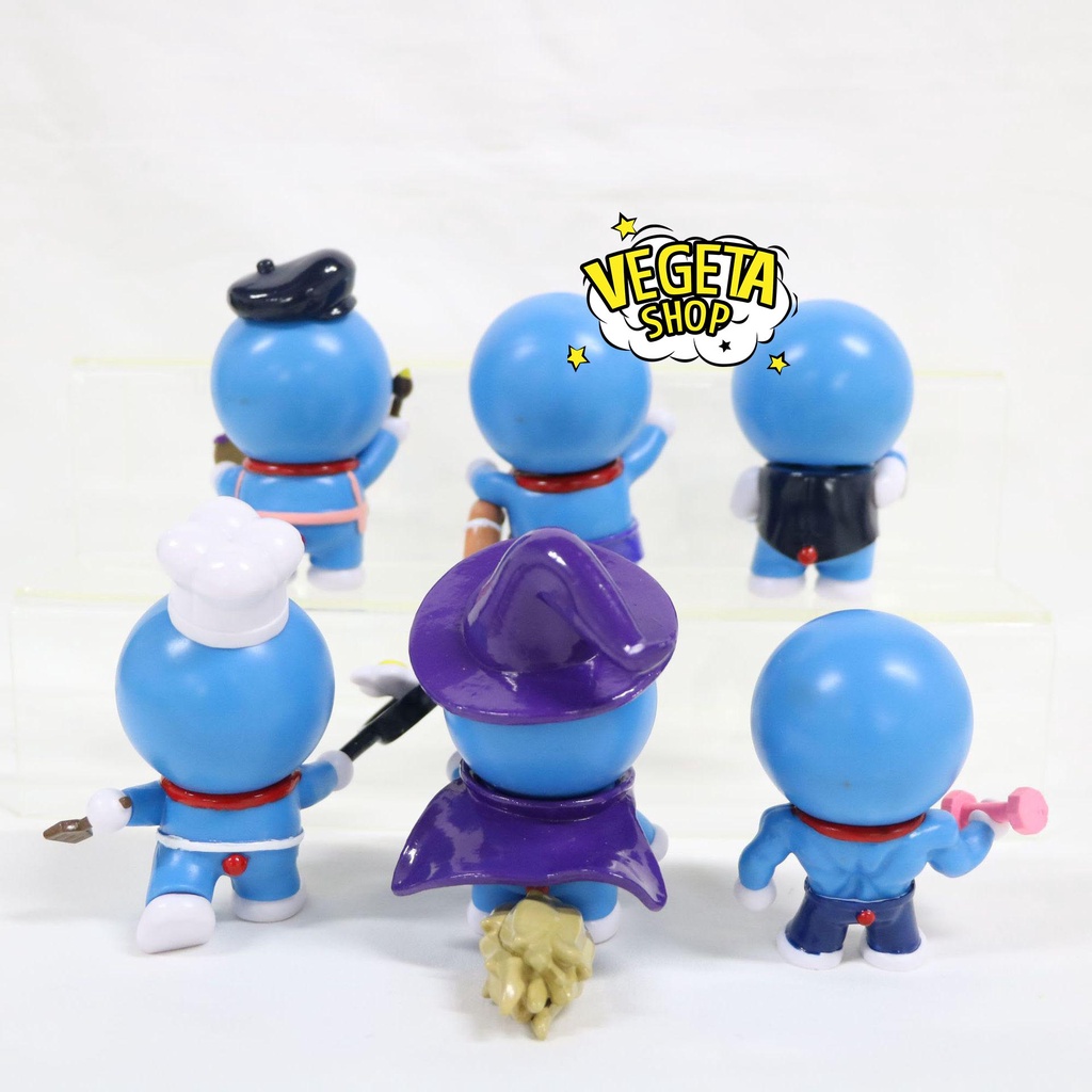 Mô hình Doraemon - 6 tư thế Doremon phù thủy cưỡi chổi đầu bếp nấu ăn pha chế tập tạ thể hình họa sĩ cứu hộ bãi biển