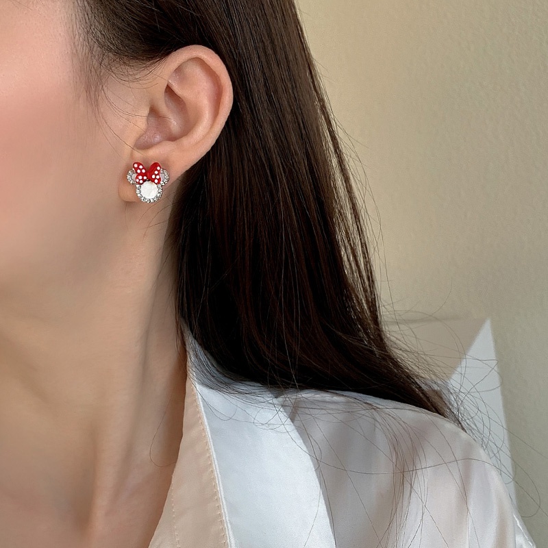 Bông Tai Hình Gấu Đính Đá Lấp Lánh Dễ Thương Phong Cách Hàn Quốc Cho Nữ