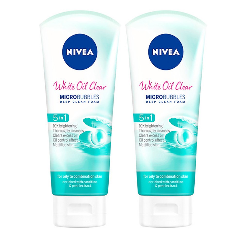 Bộ 2 Sữa rửa mặt NIVEA White Oil Clear giúp trắng da sạch nhờn
