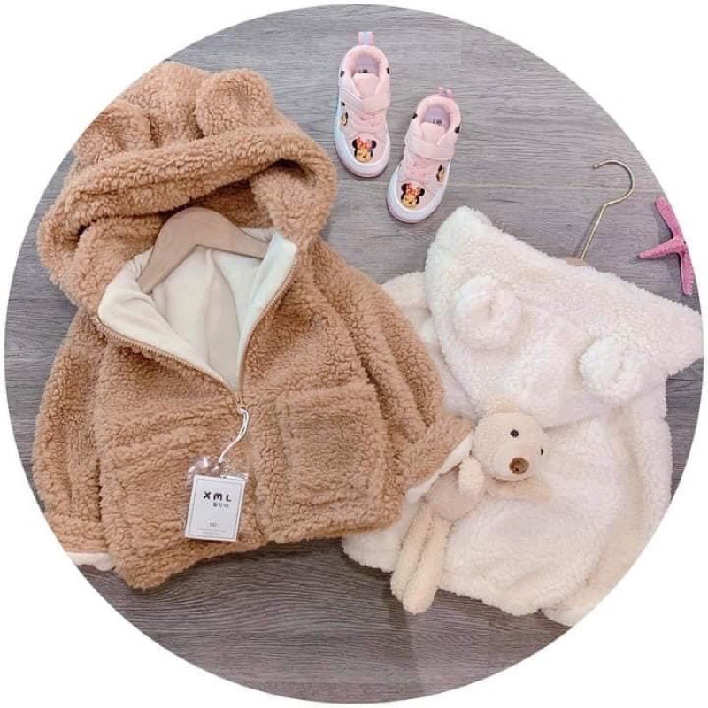 ÁO KHOÁC LÔNG TAI THỎ KÈM GẤU CHO BÉ