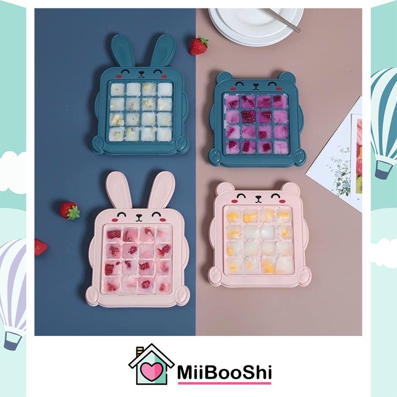 Khay đá nhựa làm đá thạch hoa quả rau câu làm kem trữ đông đồ ăn dặm cho bé hình thỏ MiibooShi D2.081.HO