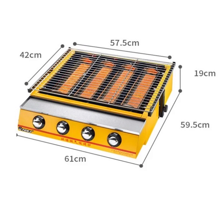 Bếp nướng ga 4 họng dài - Bếp nướng bbq bằng gas 4 đầu đốt ET-K255