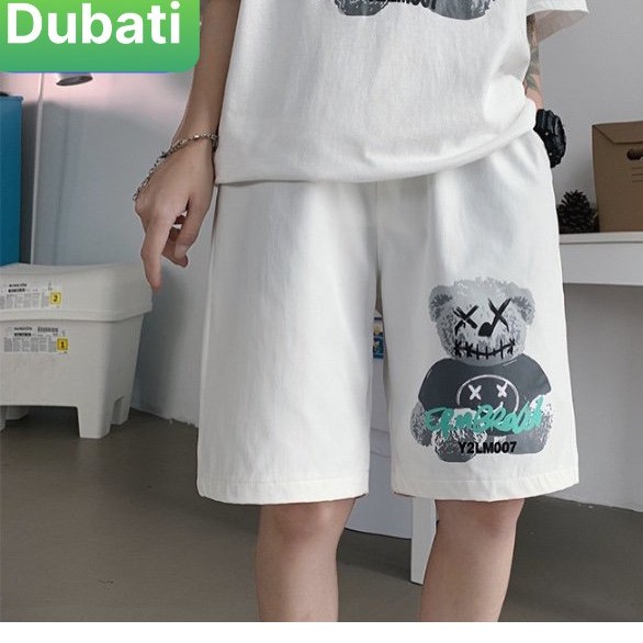 BỘ THỂ THAO NAM NỮ HỌA TIẾT GẤU MA HOẠT HÌNH CUTE, QUẦN ÁO NAM CỘC TAY MẪU MỚI- DUBATI FASHION