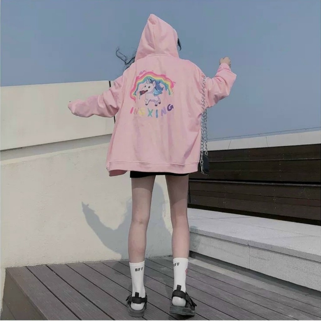 Áo khoác hoodie ❤️FREESHIP❤️ Áo hoodie nỉ dây kéo unisex cho nam và nữ Freesize in cầu vồng INGXING - KN9 | BigBuy360 - bigbuy360.vn