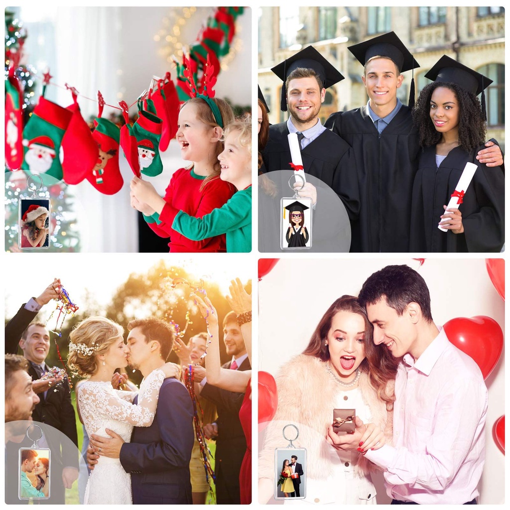 Móc chìa khóa bằng nhựa acrylic trong suốt thiết kế đơn giản DIY