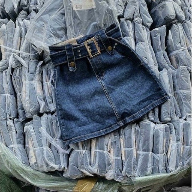 [Hot] CHÂN VÁY JEAN- CHÂN VÁY JEAN KÈM ĐAI NỊT CỰC PHONG CÁCH CÁ TÍNH SIZE S, M, L Chizi Shop