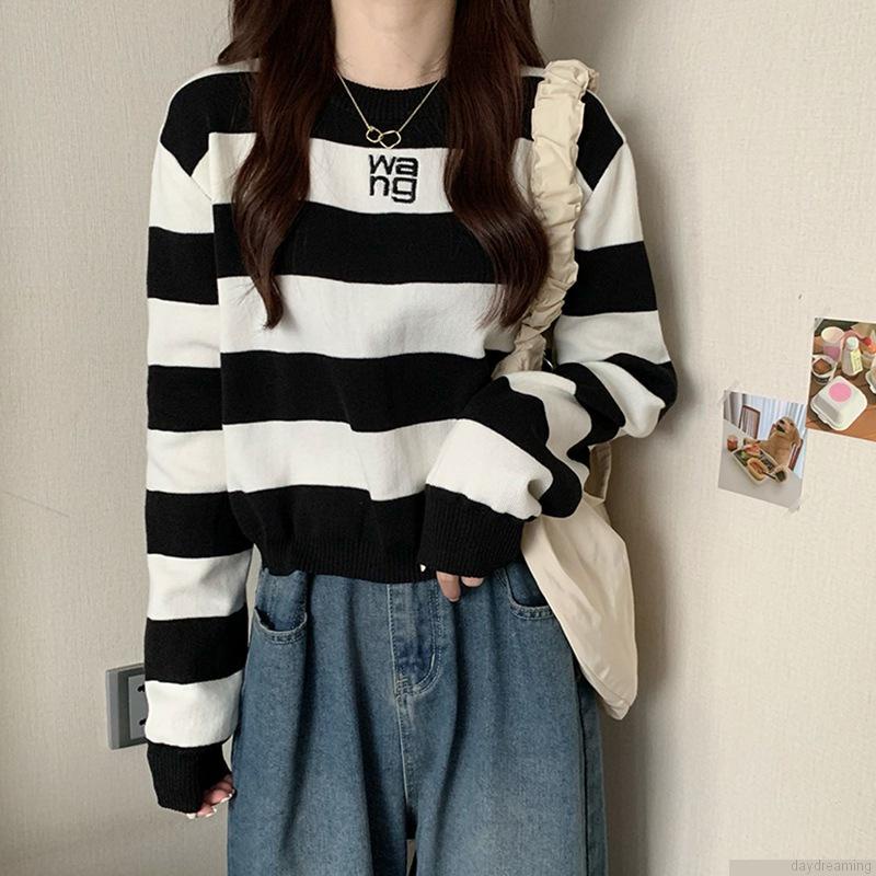 Áo Len Croptop Dài Tay Dệt Kim Tay Dài Form Rộng Giả Nhiều Lớp Cá Tính Cho Nữ