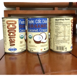 Nước cốt dừa hữu cơ Vietcoco 400ml không chất bảo quản, hoá chất độc hại