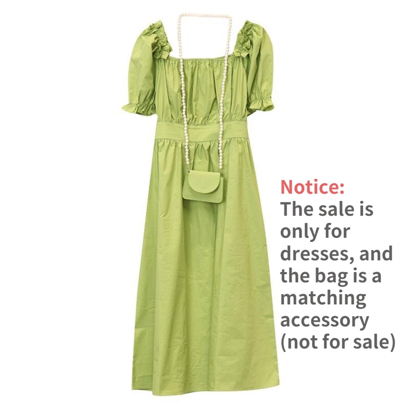 Đầm Chữ A Tay Ngắn Phồng Cổ Vuông Dáng Ôm Thời Trang Cho Nữ