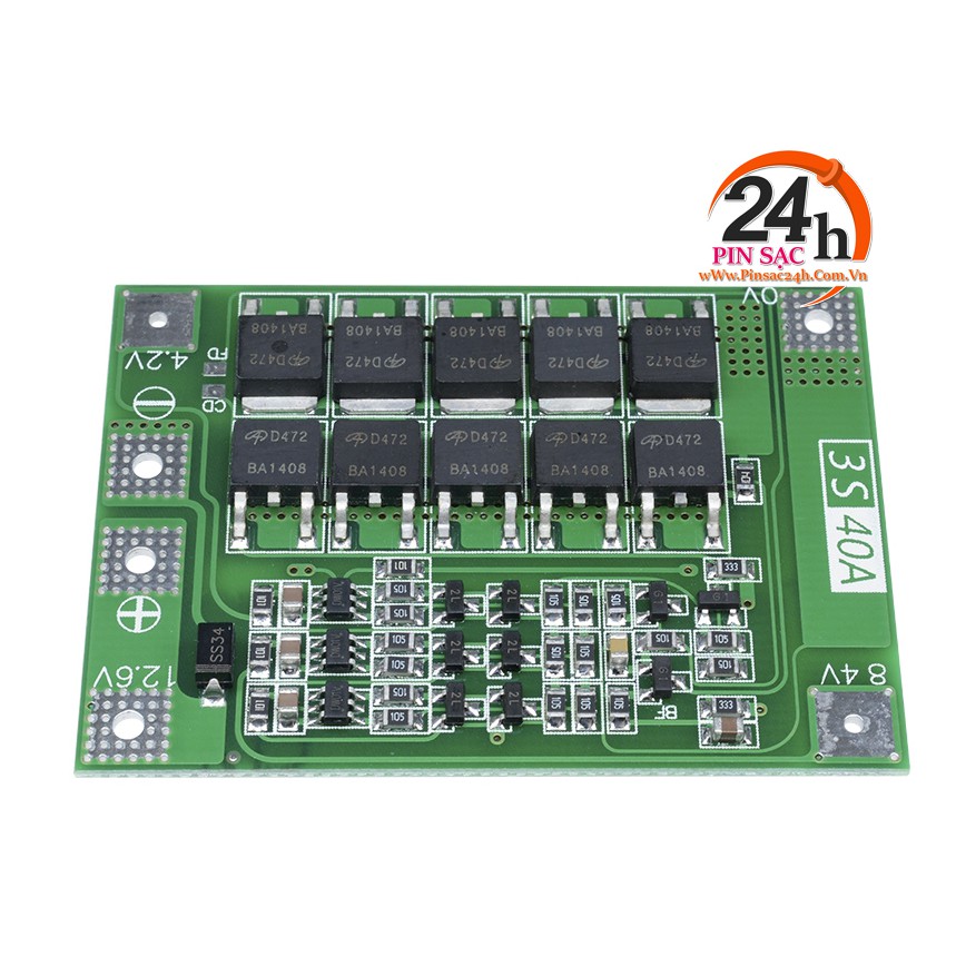 PS24. Mạch Sạc Bảo Vệ Và Cân Bằng Cell Pin 3s 40a Bms 11.1v 12.6v 18650 Chất Lượng Cao