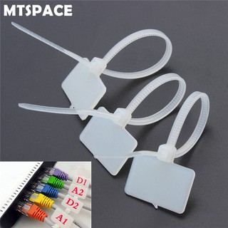 100 Chiếc Zip Ties Viết Dây Cáp Nguồn Nhãn Đánh Dấu Thẻ Nylon Tự Khóa Cáp