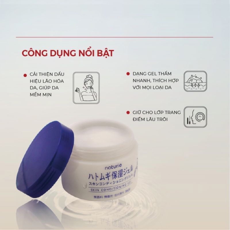 🦋giảm giá🦋Gel Dưỡng Da Naturie Hatomugi Skin Conditioning Chiết Xuất Từ Hạt Cây Ý Dĩ 180g