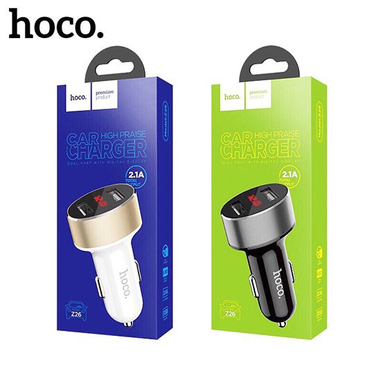 Tẩu sạc cốc sạc nhanh 2 cổng usb trên oto xe hơi Hoco Z26 - bộ sạc trên ô tô - vienthonghn