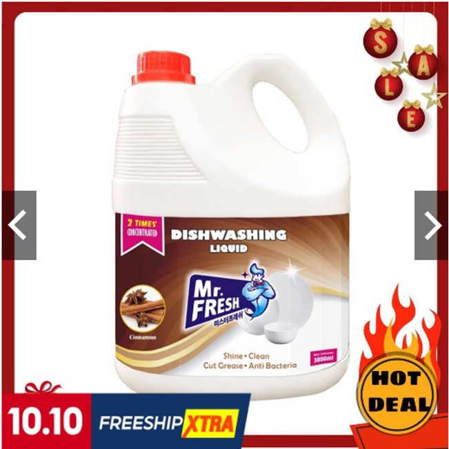 Nước rửa chén bát Mr.Fresh 3.8L Không hương, Hương quế