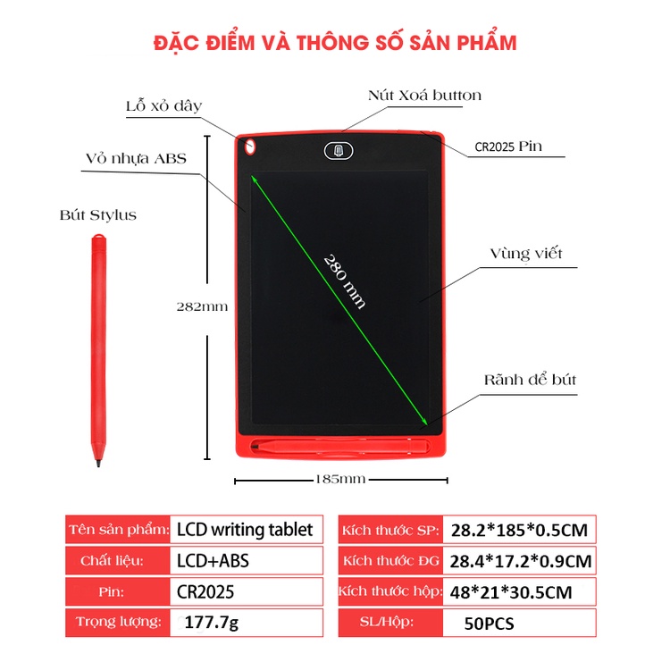 ''CHUYÊN SỈ,LẺ'' Bảng Viết Tự Xoá- Vẽ LCD𝑭𝑹𝑬𝑬𝑺𝑯𝑰𝑷 Bảng Điện Tử Thông Minh Cho Bé 12 inch - MUA ĐỂ NHẬN QUÀ