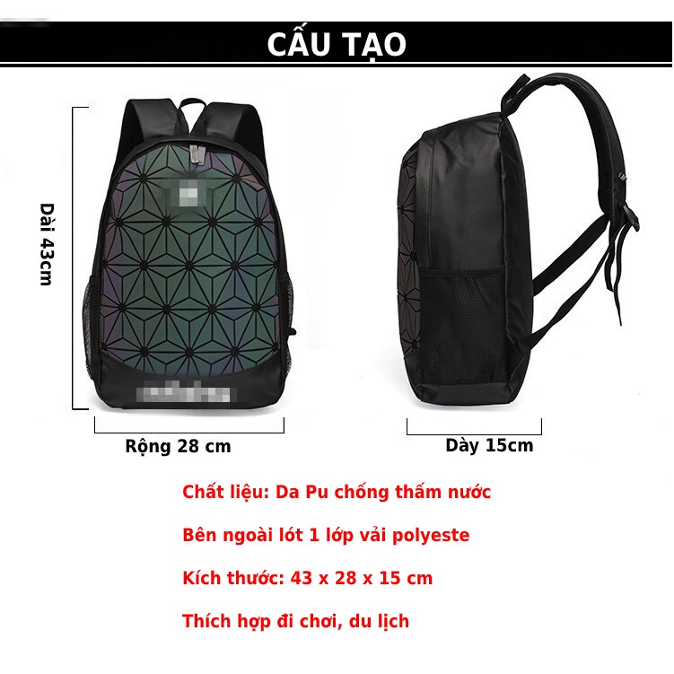 Balo,cặp nữ,nam cao cấp giá rẻ thời trang đi học, du lịch chống nước unisex đẹp Hàn Quốc  phản quang 3d 7 màu