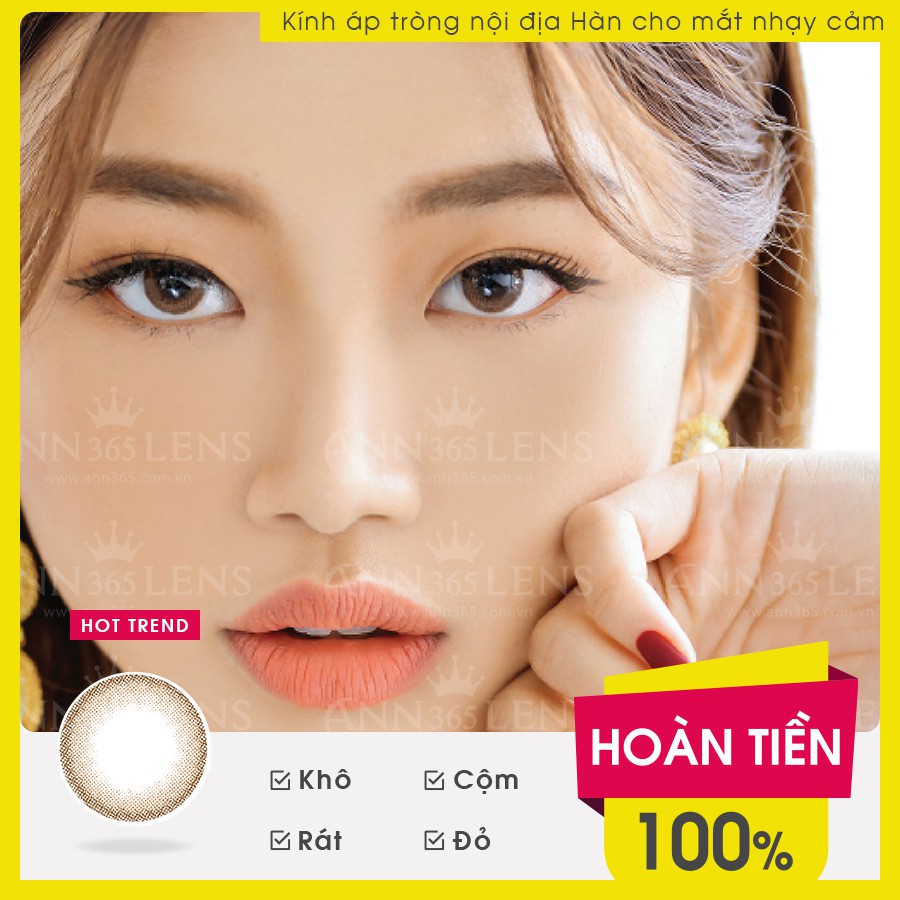 Lens Hàn ANN365 Sử Dụng 1 Tháng Màu Nâu Only Brown, Kính Áp Tròng Cho Học Sinh, Sinh Viên