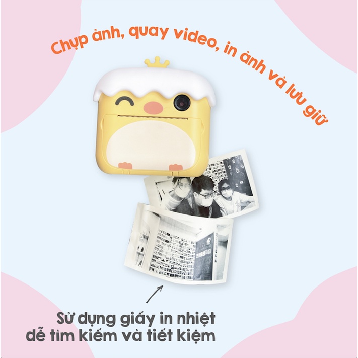 Máy chụp ảnh lấy ngay Kids Camera kèm giấy in ảnh và thẻ nhớ - 4 in 1 kết nối wifi, quay video, chụp ảnh, in ảnh