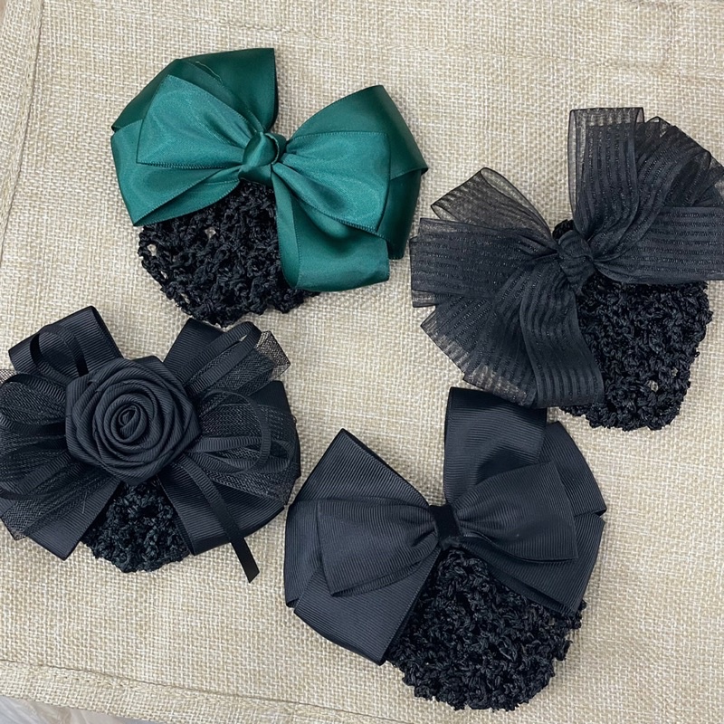 *cặp tóc búi công sở:mẫu nơ 3 tầng,màu đen