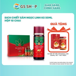 TPBVSK Dịch chiết Sâm Ngọc Linh K5 50ml – Hộp 10 chai | TẶNG: 02 Hộp Tổ yến sâm Ngọc Linh (100ml/ Hũ – 1 Hũ 1 Hộp)