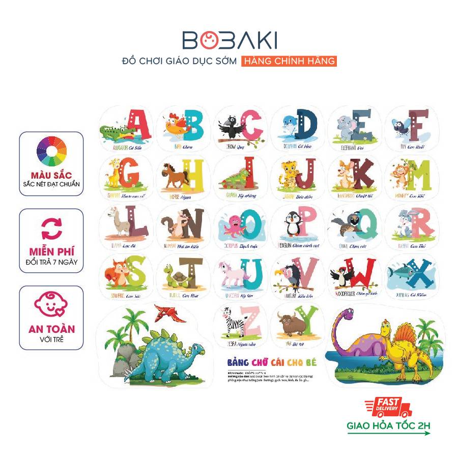 Decal dán tường bảng số bảng chữ cái cho bé Thương Hiệu BOBAKI