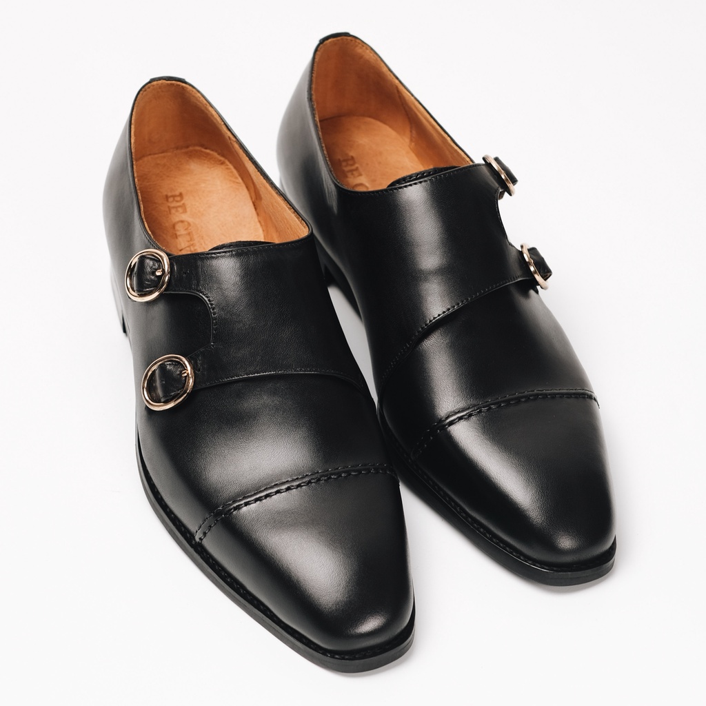 Giày Tây Cao Cấp 2 Khoá DOUBLE STITCHES MONKSTRAP - Da Bò Ý Lót Trong Da Bò Mộc - Thương hiệu Be Classy