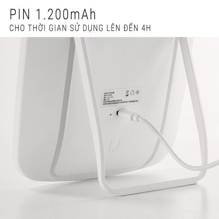 Gương Trang Điểm Để Bàn Jordan &amp; Judy NV026 Chính Hãng Có Đèn LED Pin 1200mAh 4 Giờ Sử Dụng Minigoo