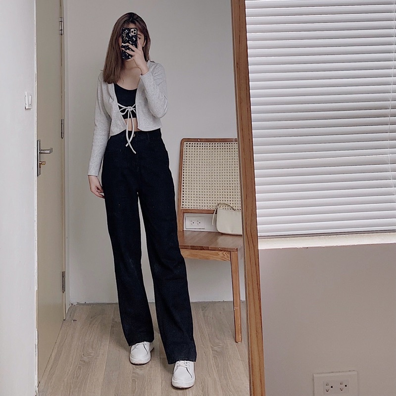 Áo Cardigan croptop thun tăm
