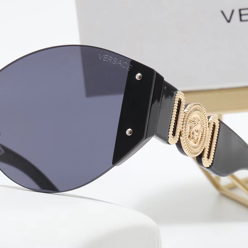 Kính Mát Chống Tia UV Gọng Mắt Mèo Oval Không Vành Hiệu Versace Phong Cách Cổ Điển Sang Trọng Dành Cho Bạn Nữ Đi Du Lịch Ngoài Trời