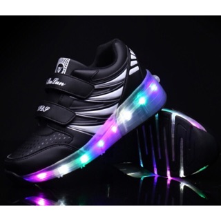 Giày phát sáng + bánh lăn màu đen