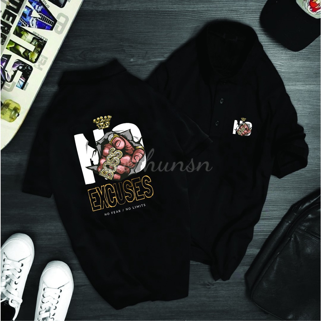 Áo thun cổ trụ cổ bâu polo NO EXCUSES