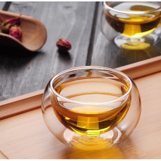 Bộ ấm chén thuỷ tinh pha trà hoa, có đế đốt nến