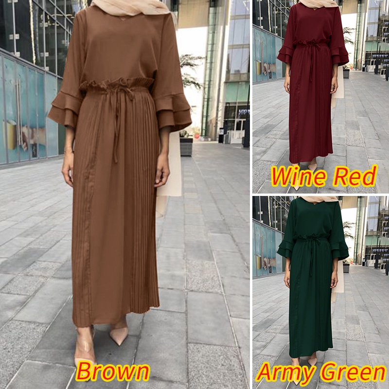 Đầm maxi ZANZEA tay lỡ cổ chữ v phong cách hồi giáo thời trang thích hợp cho nữ