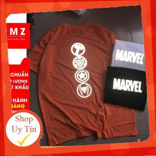 [YÊU THÍCH]  Áo Thun Phản Quang tay ngắn cổ tròn  Marvel 4 Logo Cotton 75%, Áo Thun Form Rộng Unisex, Áo Thun Nam Nữ Đẹp