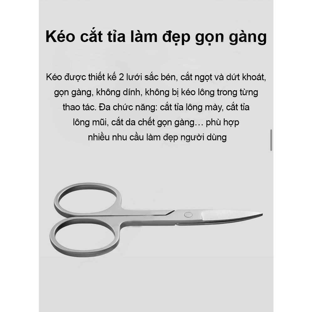 Bộ bấm móng tay cao cấp chính hãng Xiaomi , Dụng cụ làm móng Xiaomi 5 món kéo tỉa lông mũi, dũa móng,...