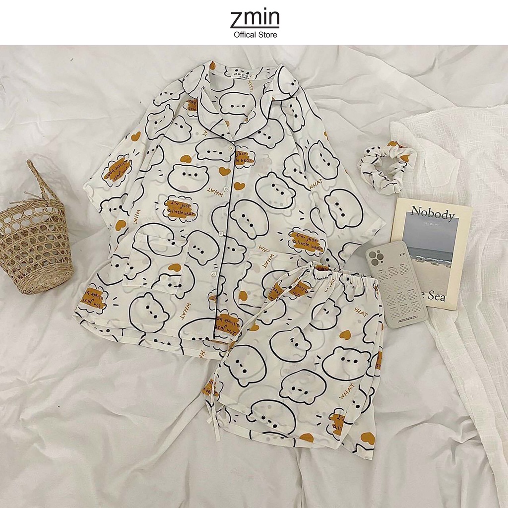 Sét pijama  đồ ngủ mặc ở nhà nữ hình bò sữa Zmin, chất liệu vải lụa cao cấp - A007 | BigBuy360 - bigbuy360.vn