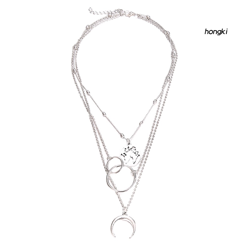 vòng cổ Hợp Kim Nhiều Lớp Mặt Hình Mặt Trăng Tròn Thời Trang Cho Nữ