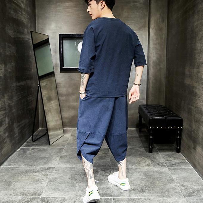 Set Đồ Bộ Ngắn Tay Phong Cách Trung Hoa Dành Cho Nam