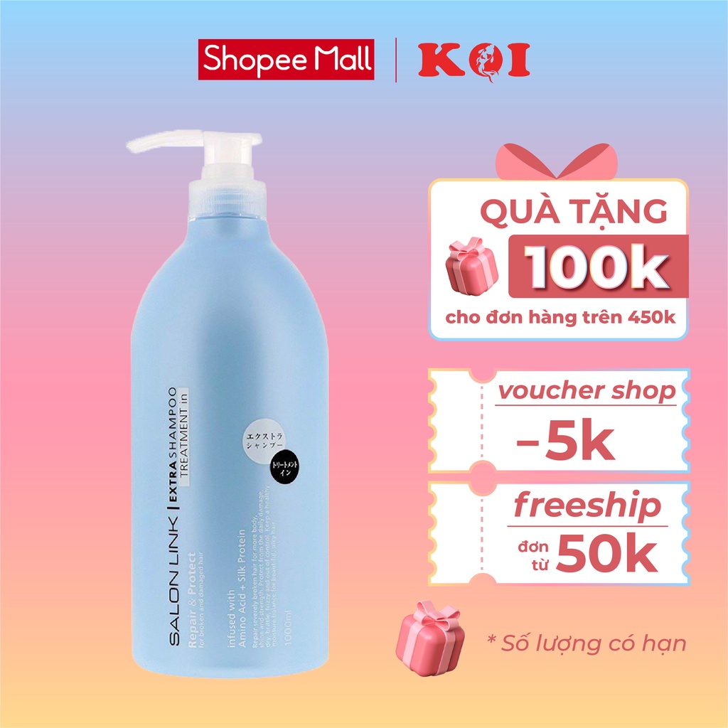 Dầu gội đầu Kumano Salon Link Extra Treatment dùng cho tóc uốn nhuộm và tóc xoăn 1000ml