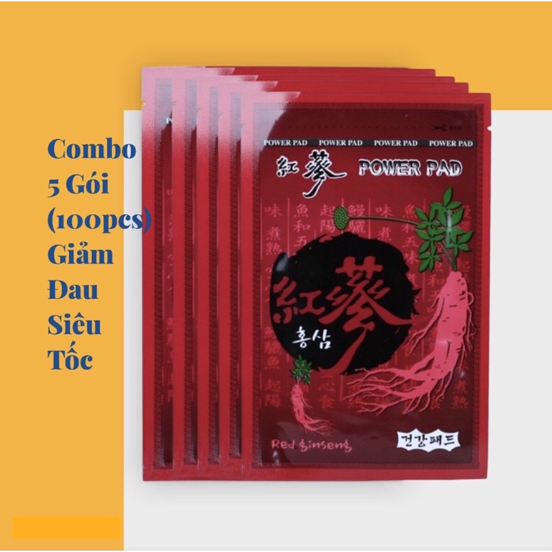 Combo 5 gói cao dán hồng sâm Red Ginseng Power Pad (100 miếng)