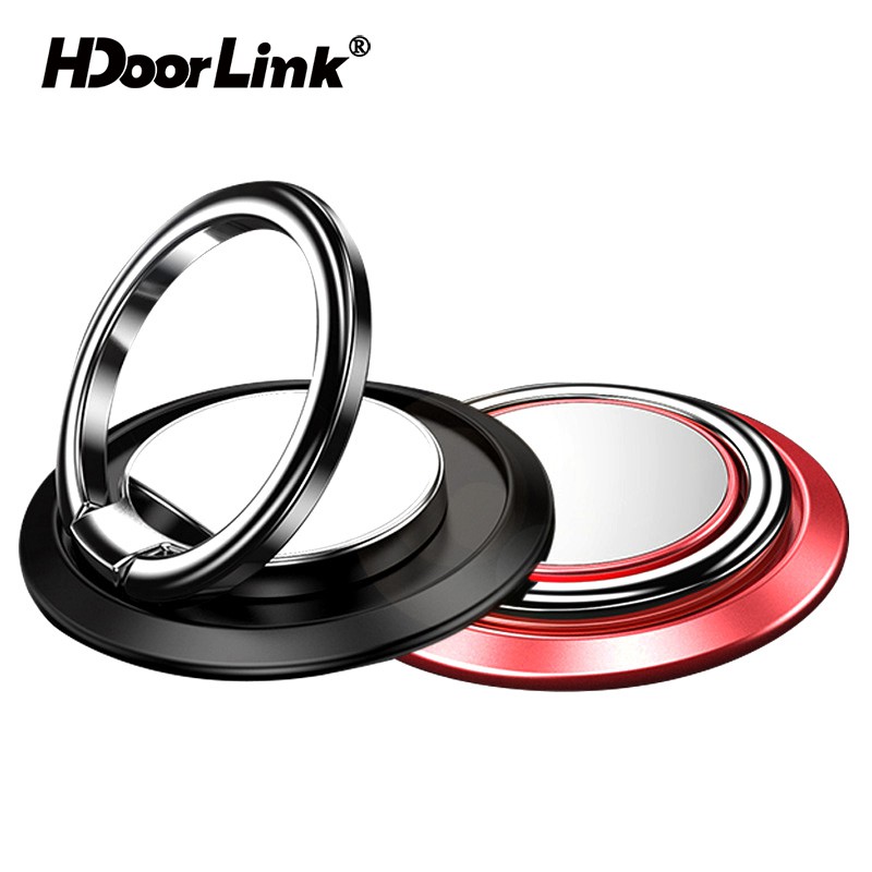 HdoorLink Mobile Phone Finger Ring Holder Thin Cellphone Desktop Stand Car Mount Plate 360 Rotatable Smartphone Support