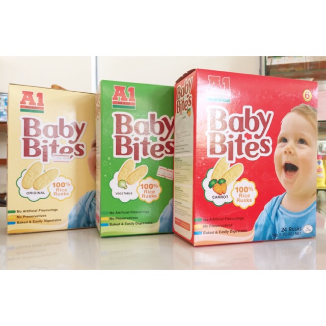 Bánh Gạo Ăn Dặm Vị Cà Rốt Baby Bites Hiệu A1
