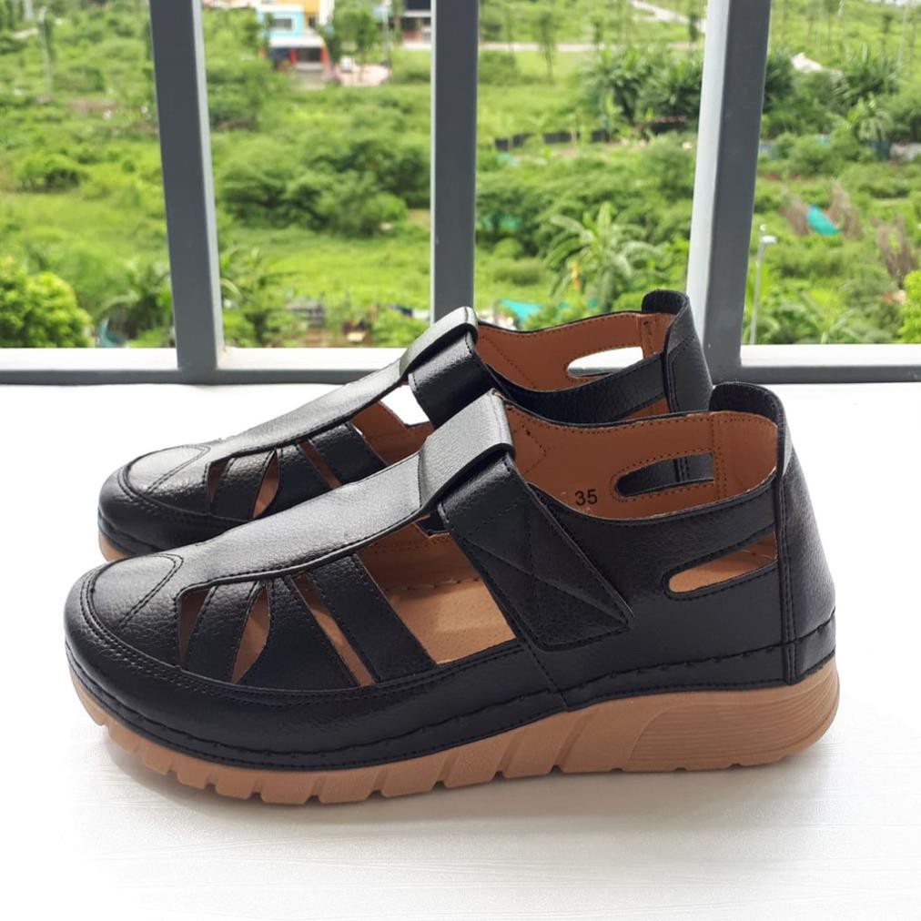 Giày lười chính hãng Siketu da mềm, siêu nhẹ, quai dán, đế chống trượt cao 4cm (size 35-42) -h91