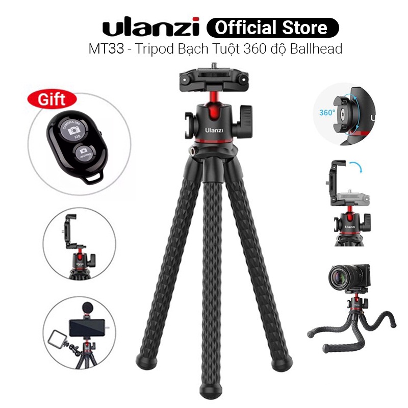 Chân máy Tripod Ulanzi MT 33 mẫu mới nhất 2022 - Đầu bi xoay 360 độ tải trọng 2Kg