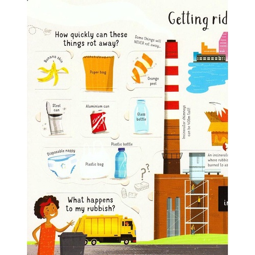 Sách Usborne - tương tác lật mở cho bé 6-8 tuổi Lift-The-Flap First Questions And Answers about Recycling &amp; Rubbish