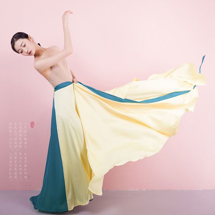 [M &amp; E] Chân Váy Xòe Hai Mặt Thắt Dây Nửa Thanh Lịch Khiêu Vũ Cổ Điển 720 Độ